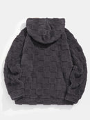 Men'S Plush Fleece Hoodie - Cozy Loose Fit Winter Pullover with Front Pocket, Soft Textured Design for Casual Casual Attire, Brown, Autumn Winter Apparel, Hooded Sweatshirt, Durable Comfort