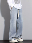 Men's Heavy-Washed Non-Stretch Jeans - Loose Fit Straight-Leg Non-Restrictive Pants, Machine Washable Everyday Jeans for Teens & Adults (Casual Outfits, Parties, All-Season Wear) - YG1133, Party Casual Wear, Distressed Denim