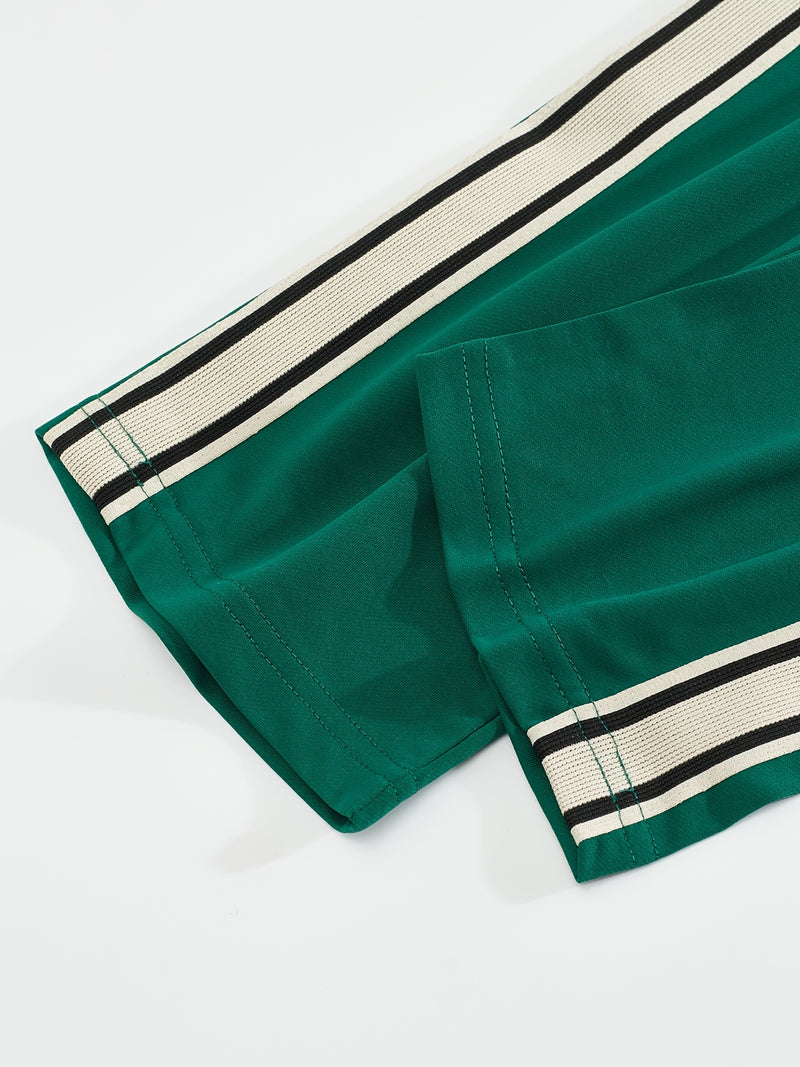 Men'S Casual Striped Straight-Leg Joggers - Loose Fit, Lightweight Polyester, Black & White Vertical Stripes, Pockets, Perfect for Casual Attire, Relaxed Fit Pants | Modern Striped Pants | Lightweight Fabric