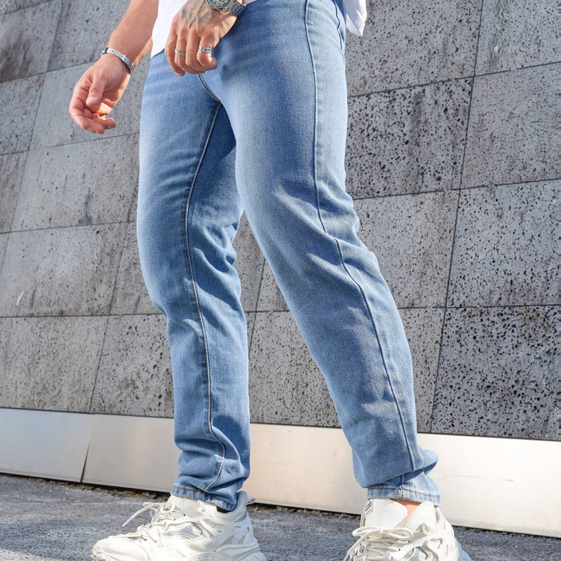 Men'S Dark Distressed Washed Straight-Leg Faux Denim - Non-Stretch Casual Regular Fit All-Season Comfort, Classic Five-Pocket Design with Belt Loops & Button