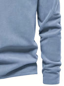 Men's Vintage Embroidered Fleece Half-Zip Stand Collar Sweatshirt - Warm Winter Pullover with Star and Wings Design, Long Sleeves, Machine Washable, Cozy Casualwear | Embroidered Collar | Halfzip Sweatshirt