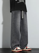 Men's Heavy-Washed Non-Stretch Jeans - Loose Fit Straight-Leg Non-Restrictive Pants, Machine Washable Everyday Jeans for Teens & Adults (Casual Outfits, Parties, All-Season Wear) - YG1133, Party Casual Wear, Distressed Denim