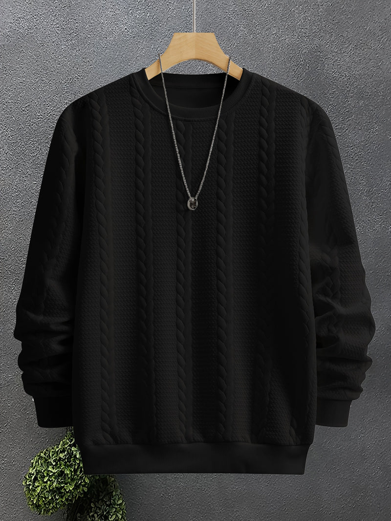 Men'S Casual Crew Neck Sweatshirt - Geometric Pattern, Long Sleeve, Loose Fit, Drawstring Hem, Light Gray, Streetwear Style, Comfortable Pullover for Casual Attire, Sweater Hoodie, Men'S Sweatshirt, White Sweater Men, Men'S W