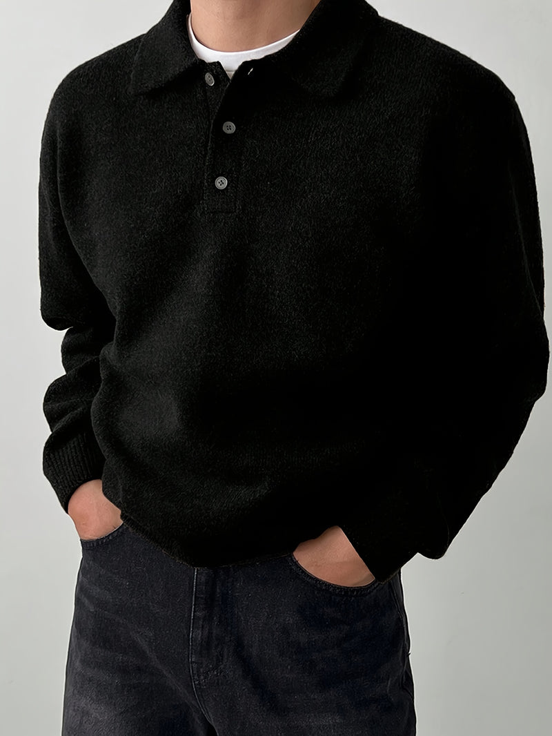 LVLAEA Men's Winter Collar Sweater Jacket - Thick Warm Brown/Beige Single-Breasted Button-Front Coat, H-Shape Tailored Fit for Layering, Casual & Formal Wear, Autumn/Winter (Hand Wash/Dry Clean) - Luxury Knit Outerwear