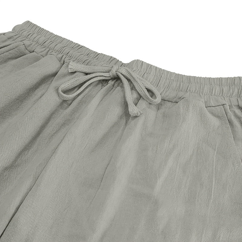 Men's Casual Linen Pants | Relaxed Fit with Drawstring Waist | 95% Linen, 5% Polyester | Breathable & Stylish for Indoor Gatherings, Outdoor Activities, and Golf | All-Season Wear | Beige Color, Versatile Clothing | Minimalis