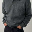 LVLAEA Men's Winter Collar Sweater Jacket - Thick Warm Brown/Beige Single-Breasted Button-Front Coat, H-Shape Tailored Fit for Layering, Casual & Formal Wear, Autumn/Winter (Hand Wash/Dry Clean) - Luxury Knit Outerwear