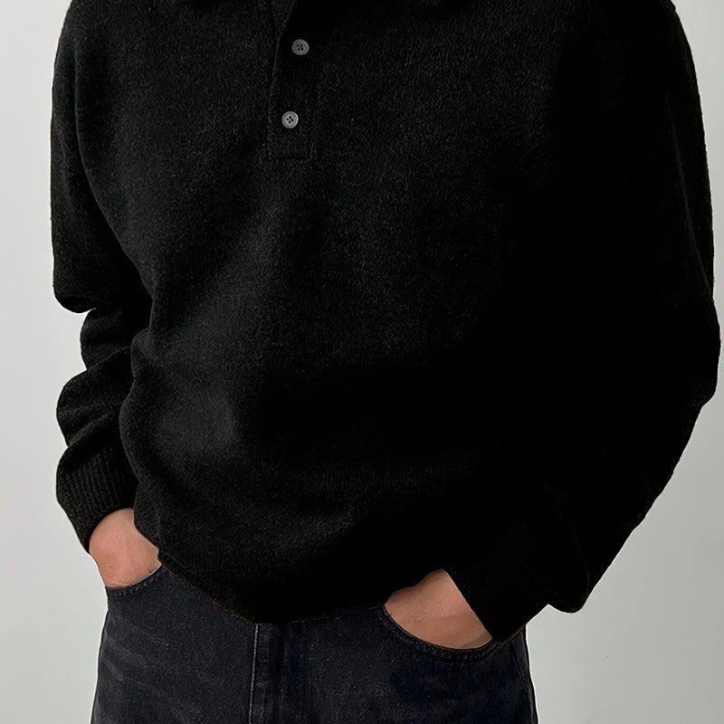 LVLAEA Men's Winter Collar Sweater Jacket - Thick Warm Brown/Beige Single-Breasted Button-Front Coat, H-Shape Tailored Fit for Layering, Casual & Formal Wear, Autumn/Winter (Hand Wash/Dry Clean) - Luxury Knit Outerwear