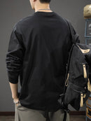 Iron Genghis & Forward Bull Men's Casual Long Sleeve T-Shirt - Relaxed Fit Round Neck, "Originals" Letter Print, Machine Washable,, Plus Size Available