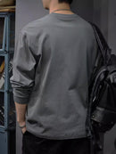 Iron Genghis & Forward Bull Men's Casual Long Sleeve T-Shirt - Relaxed Fit Round Neck, "Originals" Letter Print, Machine Washable,, Plus Size Available