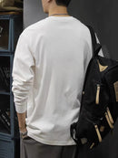 Iron Genghis & Forward Bull Men's Casual Long Sleeve T-Shirt - Relaxed Fit Round Neck, "Originals" Letter Print, Machine Washable,, Plus Size Available