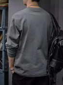 Iron Genghis & Forward Bull Men's Casual Long Sleeve T-Shirt - Relaxed Fit Round Neck, "Originals" Letter Print, Machine Washable,, Plus Size Available