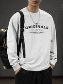 Iron Genghis & Forward Bull Men's Casual Long Sleeve T-Shirt - Relaxed Fit Round Neck, "Originals" Letter Print, Machine Washable,, Plus Size Available