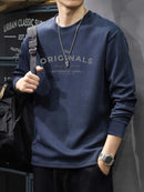 Iron Genghis & Forward Bull Men's Casual Long Sleeve T-Shirt - Relaxed Fit Round Neck, "Originals" Letter Print, Machine Washable,, Plus Size Available