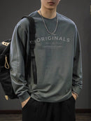 Iron Genghis & Forward Bull Men's Casual Long Sleeve T-Shirt - Relaxed Fit Round Neck, "Originals" Letter Print, Machine Washable,, Plus Size Available