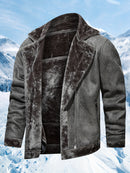 Men's Winter Jacket with Faux Fur & Turned-Up Collar - Thickened Coat, Collar & Pocket, Machine Washable Cold Weather Outerwear ( Fill) - Brown/ for Skiing, Snowboarding & Outdoor Activities