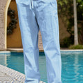 Men's Casual Linen Pants | Relaxed Fit with Drawstring Waist | 95% Linen, 5% Polyester | Breathable & Stylish for Indoor Gatherings, Outdoor Activities, and Golf | All-Season Wear | Beige Color, Versatile Clothing | Minimalis