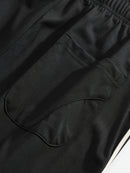 Men'S Casual Striped Straight-Leg Joggers - Loose Fit, Lightweight Polyester, Black & White Vertical Stripes, Pockets, Perfect for Casual Attire, Relaxed Fit Pants | Modern Striped Pants | Lightweight Fabric