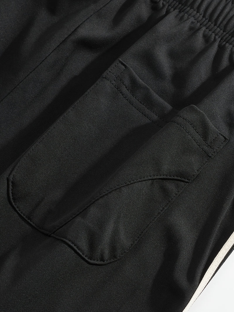 Men'S Casual Striped Straight-Leg Joggers - Loose Fit, Lightweight Polyester, Black & White Vertical Stripes, Pockets, Perfect for Casual Attire, Relaxed Fit Pants | Modern Striped Pants | Lightweight Fabric