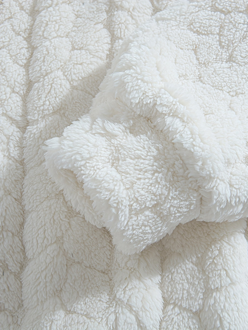 1pc Solid Color Plush Stand Collar Zipper Sweater - Soft Warm Breathable Loose Fit Long Sleeve Casual Sweatshirt with Embroidery, Hand Washable for Casual Attire & Layering, Cozy Winter Outfits