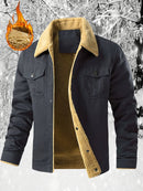 Men'S Heavy-Duty Work Jacket - Winter Construction Coat with Button Closure, Non-Stretch Fabric - Formal & Casual Outerwear for Cold Weather - Easy-Care Button-Up Jacket for Everyday & Professional Use, Winter Jacket, Classic