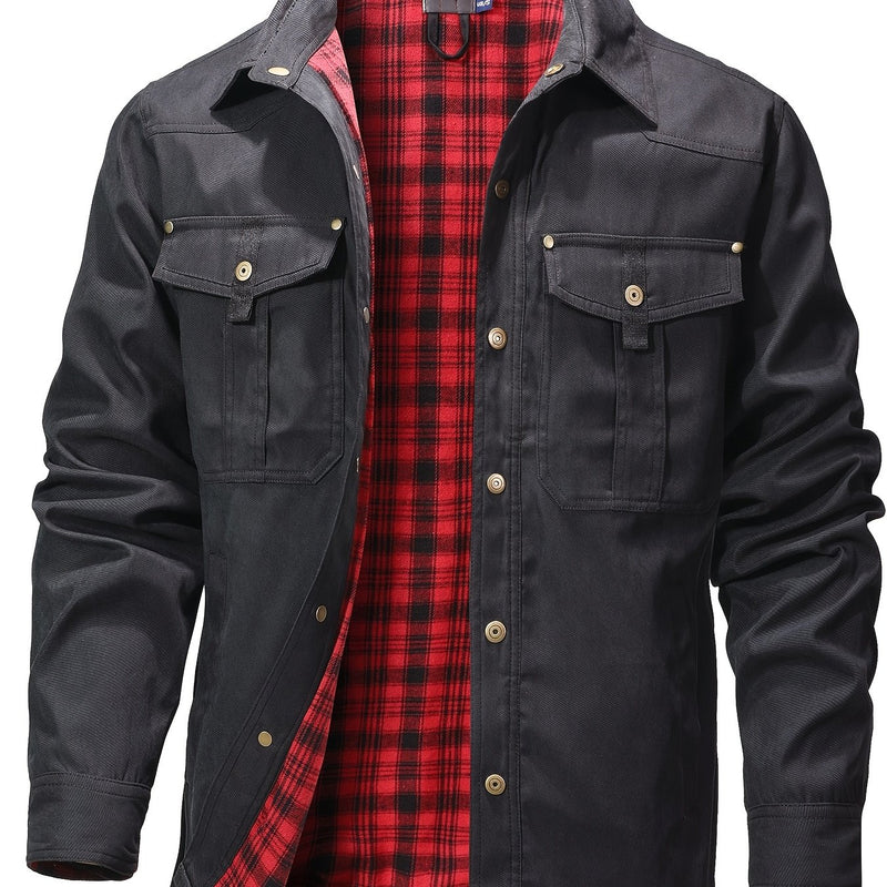 Men's Classic Bomber Jacket - Non-Stretch Jacket with Button Front Closure, All-Season Business casual & Everyday Outerwear Coat for Office, Formal Events, Leisure Activities - Machine Washable