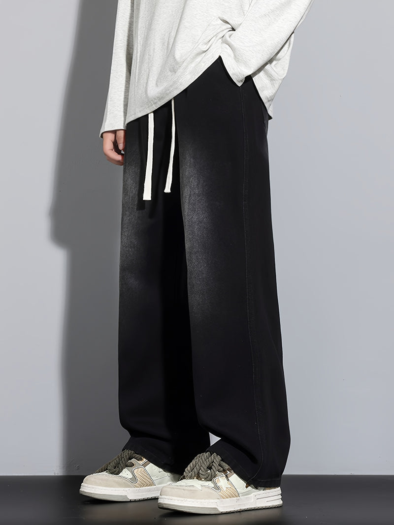 Men's Heavy-Washed Non-Stretch Jeans - Loose Fit Straight-Leg Non-Restrictive Pants, Machine Washable Everyday Jeans for Teens & Adults (Casual Outfits, Parties, All-Season Wear) - YG1133, Party Casual Wear, Distressed Denim