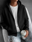 Men'S Full-Zip Hooded Sweatshirt - Full-Zip Front Closure, Navy Blue Athletic Jacket for Hiking, Running, Gym - All-Season Outdoor Sports Apparel with Adjustable Hood - Durable Casual Pullover for Everyday & Active Wear, Hiki