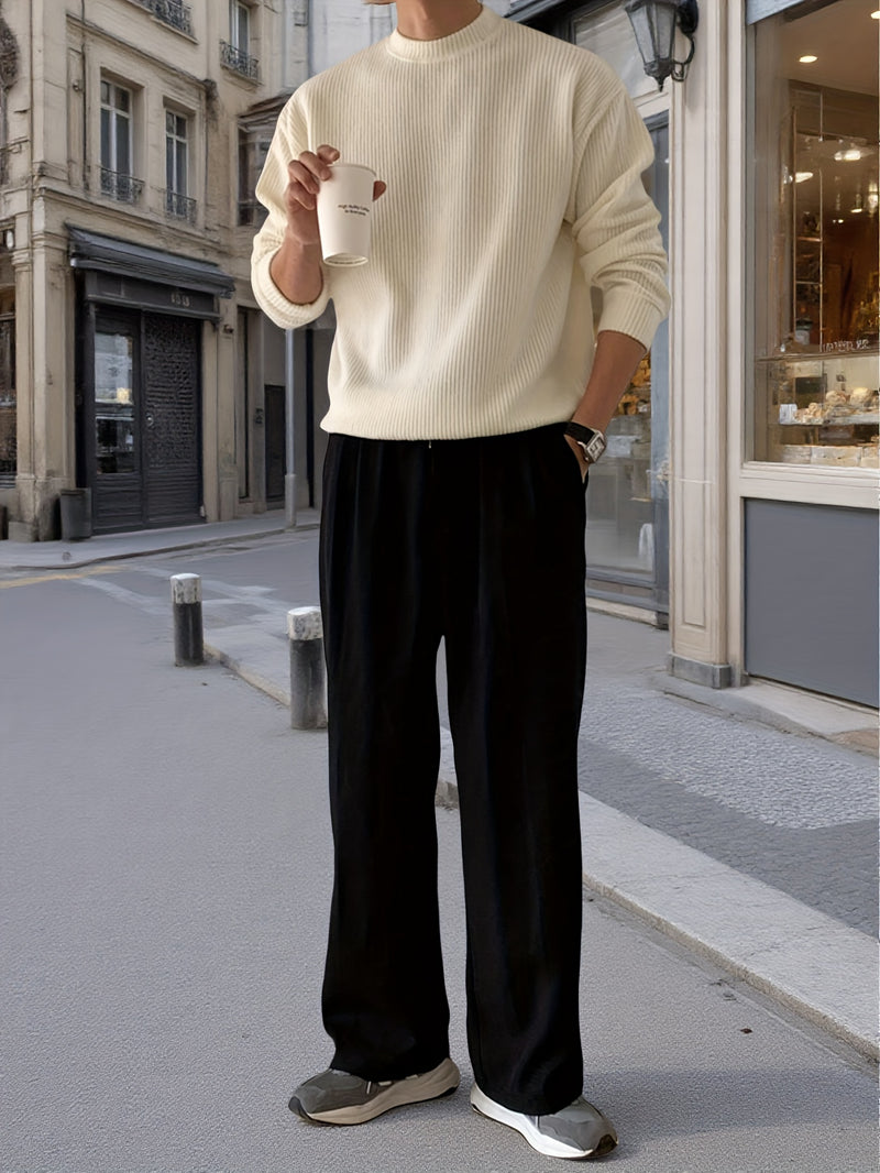 Men's Knit Sweater Autumn/Winter 2025 New Round Neck Pullover Casual Fashion Top