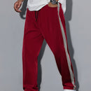 Men'S Casual Striped Straight-Leg Joggers - Loose Fit, Lightweight Polyester, Black & White Vertical Stripes, Pockets, Perfect for Casual Attire, Relaxed Fit Pants | Modern Striped Pants | Lightweight Fabric