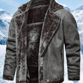 Men's Winter Jacket with Faux Fur & Turned-Up Collar - Thickened Coat, Collar & Pocket, Machine Washable Cold Weather Outerwear ( Fill) - Brown/ for Skiing, Snowboarding & Outdoor Activities