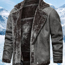 Men's Winter Jacket with Faux Fur & Turned-Up Collar - Thickened Coat, Collar & Pocket, Machine Washable Cold Weather Outerwear ( Fill) - Brown/ for Skiing, Snowboarding & Outdoor Activities