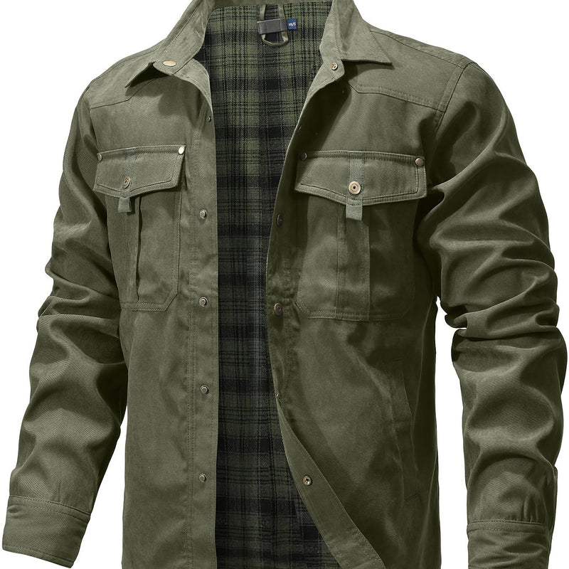 Men's Classic Bomber Jacket - Non-Stretch Jacket with Button Front Closure, All-Season Business casual & Everyday Outerwear Coat for Office, Formal Events, Leisure Activities - Machine Washable