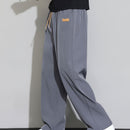 Men's Straight-Leg Casual Trousers - Dark Grey/Black Solid Color Elastic Waist with Drawstring, Belt-Free Design, All-Season Versatile Dress Pants for Office, Semi-Formal & Casual Attire - Mid-Rise Straight Fit (No Belt Inclu