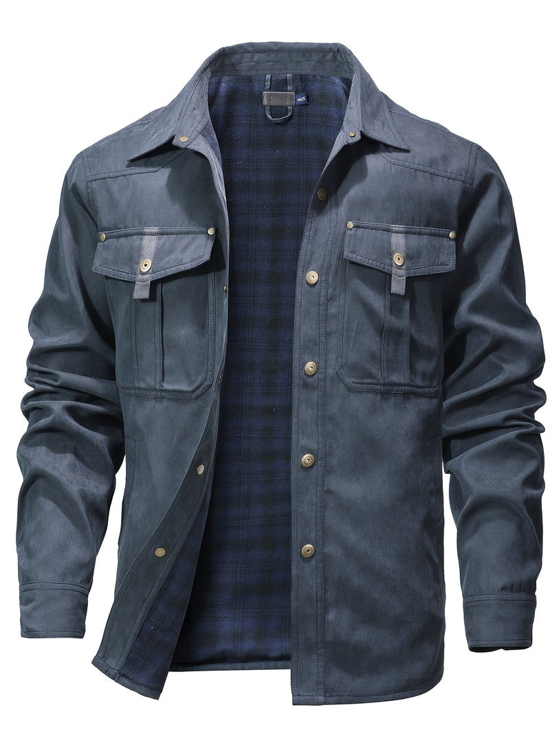 Men's Classic Bomber Jacket - Non-Stretch Jacket with Button Front Closure, All-Season Business casual & Everyday Outerwear Coat for Office, Formal Events, Leisure Activities - Machine Washable