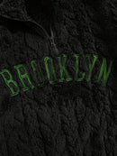 1pc Solid Color Plush Stand Collar Zipper Sweater - Soft Warm Breathable Loose Fit Long Sleeve Casual Sweatshirt with Embroidery, Hand Washable for Casual Attire & Layering, Cozy Winter Outfits