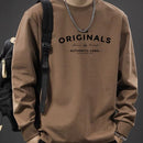 Iron Genghis & Forward Bull Men's Casual Long Sleeve T-Shirt - Relaxed Fit Round Neck, "Originals" Letter Print, Machine Washable,, Plus Size Available