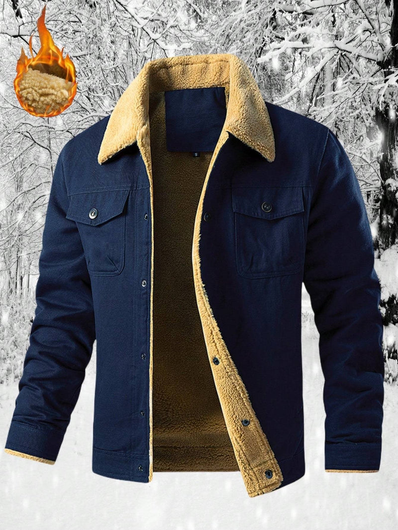 Men'S Heavy-Duty Work Jacket - Winter Construction Coat with Button Closure, Non-Stretch Fabric - Formal & Casual Outerwear for Cold Weather - Easy-Care Button-Up Jacket for Everyday & Professional Use, Winter Jacket, Classic