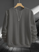 Men'S Casual Crew Neck Sweatshirt - Geometric Pattern, Long Sleeve, Loose Fit, Drawstring Hem, Light Gray, Streetwear Style, Comfortable Pullover for Casual Attire, Sweater Hoodie, Men'S Sweatshirt, White Sweater Men, Men'S W