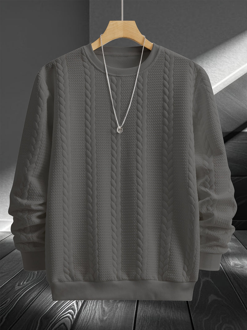 Men'S Casual Crew Neck Sweatshirt - Geometric Pattern, Long Sleeve, Loose Fit, Drawstring Hem, Light Gray, Streetwear Style, Comfortable Pullover for Casual Attire, Sweater Hoodie, Men'S Sweatshirt, White Sweater Men, Men'S W