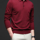 Men's Lightweight Wool Blend Shirt - Long Sleeve, Button-Up Collar, Black, Casual Business Style for Spring & Fall