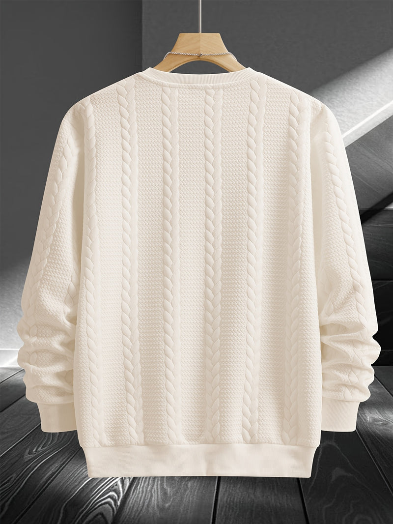 Men'S Casual Crew Neck Sweatshirt - Geometric Pattern, Long Sleeve, Loose Fit, Drawstring Hem, Light Gray, Streetwear Style, Comfortable Pullover for Casual Attire, Sweater Hoodie, Men'S Sweatshirt, White Sweater Men, Men'S W