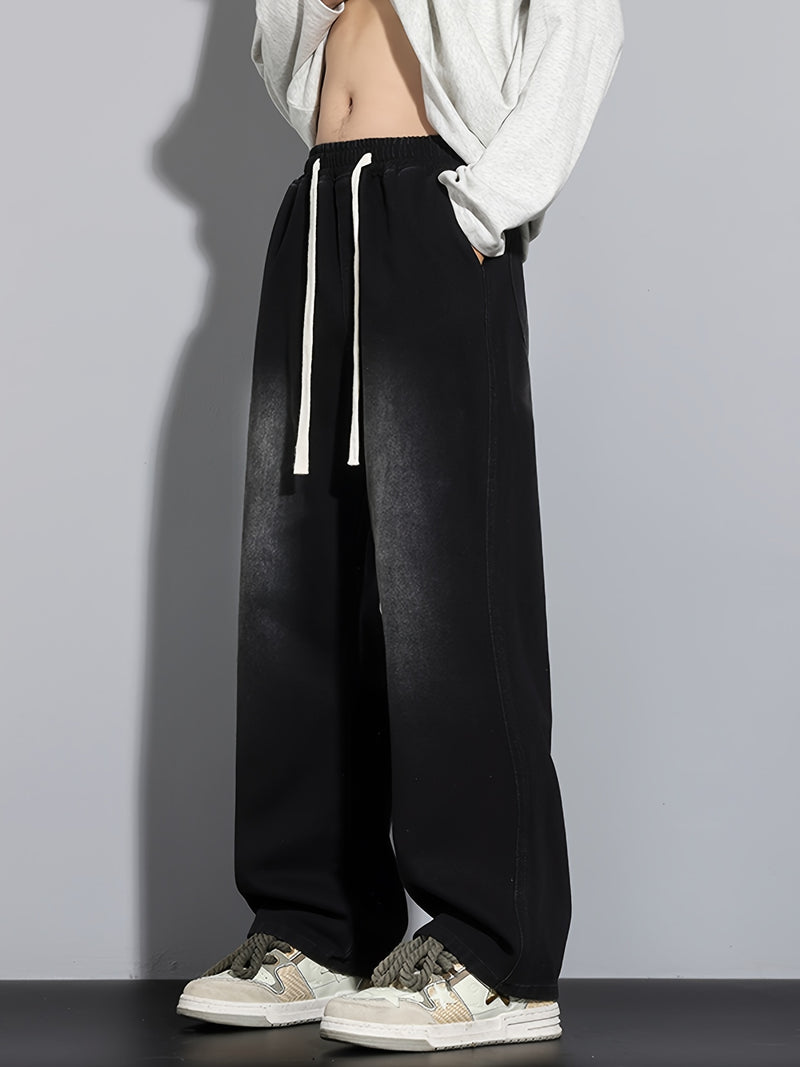 Men's Heavy-Washed Non-Stretch Jeans - Loose Fit Straight-Leg Non-Restrictive Pants, Machine Washable Everyday Jeans for Teens & Adults (Casual Outfits, Parties, All-Season Wear) - YG1133, Party Casual Wear, Distressed Denim