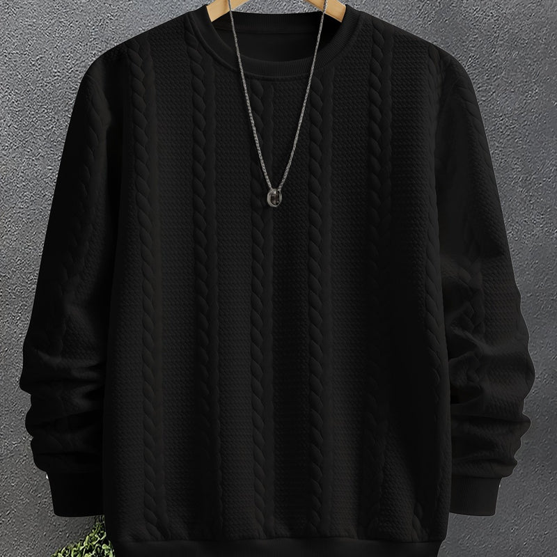 Men'S Casual Crew Neck Sweatshirt - Geometric Pattern, Long Sleeve, Loose Fit, Drawstring Hem, Light Gray, Streetwear Style, Comfortable Pullover for Casual Attire, Sweater Hoodie, Men'S Sweatshirt, White Sweater Men, Men'S W