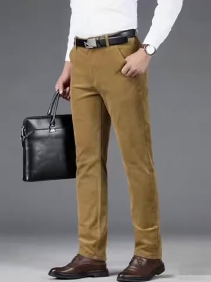 Men's Slim-Fit Straight-Leg Pants - All-Season Formal & Casual Trousers, Machine Washable Office & Everyday Pants for Men - Elegant Brown, Versatile Trousers, Sleek Design, Highquality Finish, Stylish Trousers, Business Attir