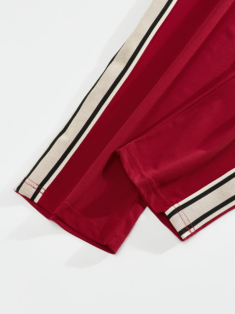 Men'S Casual Striped Straight-Leg Joggers - Loose Fit, Lightweight Polyester, Black & White Vertical Stripes, Pockets, Perfect for Casual Attire, Relaxed Fit Pants | Modern Striped Pants | Lightweight Fabric