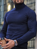 1pc Men's Winter Warm Trench Coat-like Turtleneck Sweater - Thick Long Sleeve High Neck Pullover, Machine Washable Cold Weather Clothing for Casual & Formal Wear, Durable Winter Jacket (No Collar Shaving Required)