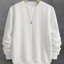 Men'S Casual Crew Neck Sweatshirt - Geometric Pattern, Long Sleeve, Loose Fit, Drawstring Hem, Light Gray, Streetwear Style, Comfortable Pullover for Casual Attire, Sweater Hoodie, Men'S Sweatshirt, White Sweater Men, Men'S W