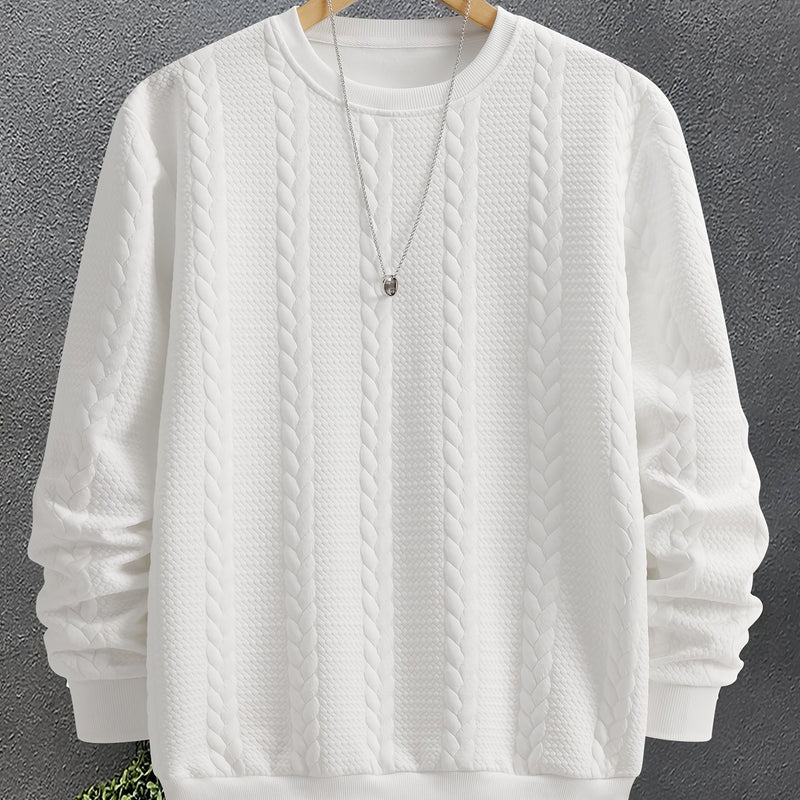 Men'S Casual Crew Neck Sweatshirt - Geometric Pattern, Long Sleeve, Loose Fit, Drawstring Hem, Light Gray, Streetwear Style, Comfortable Pullover for Casual Attire, Sweater Hoodie, Men'S Sweatshirt, White Sweater Men, Men'S W