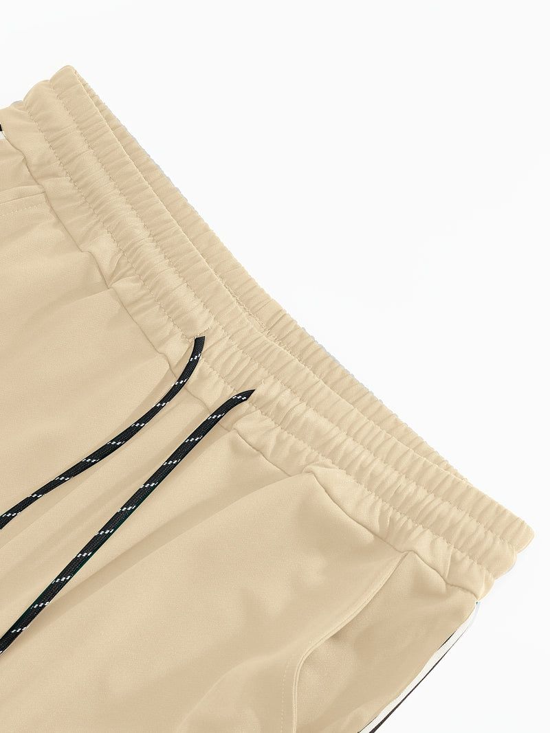 Men'S Casual Striped Straight-Leg Joggers - Loose Fit, Lightweight Polyester, Black & White Vertical Stripes, Pockets, Perfect for Casual Attire, Relaxed Fit Pants | Modern Striped Pants | Lightweight Fabric