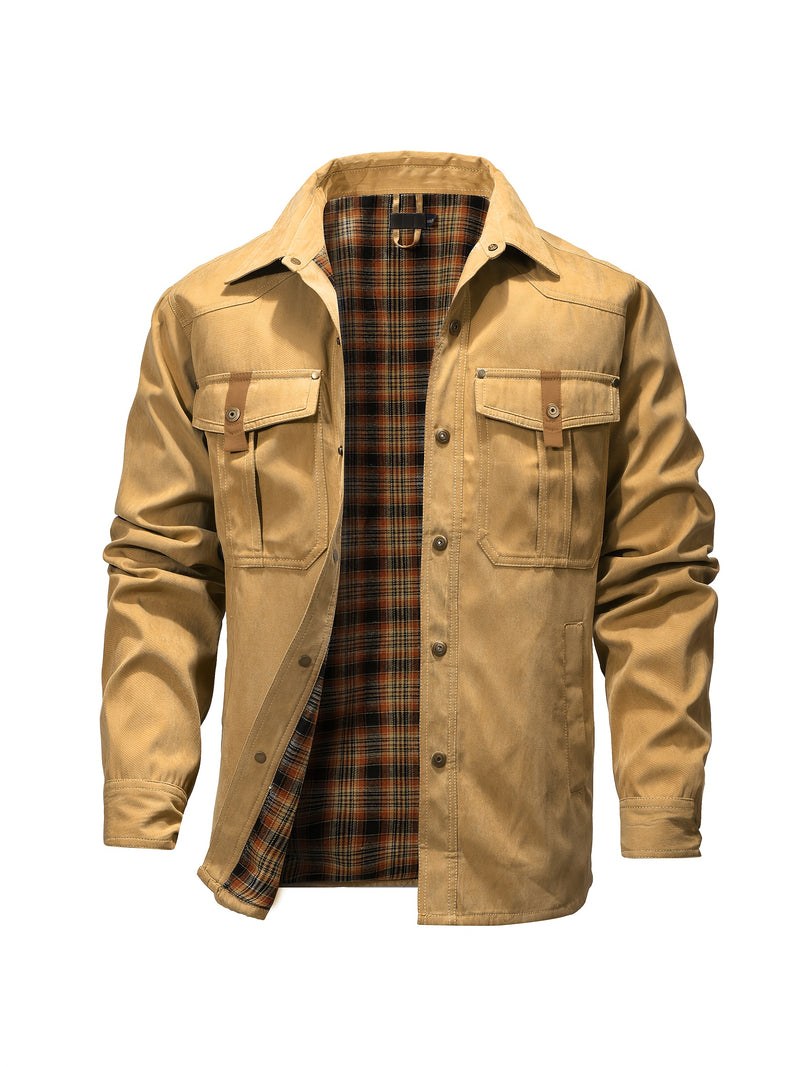 Men's Classic Bomber Jacket - Non-Stretch Jacket with Button Front Closure, All-Season Business casual & Everyday Outerwear Coat for Office, Formal Events, Leisure Activities - Machine Washable